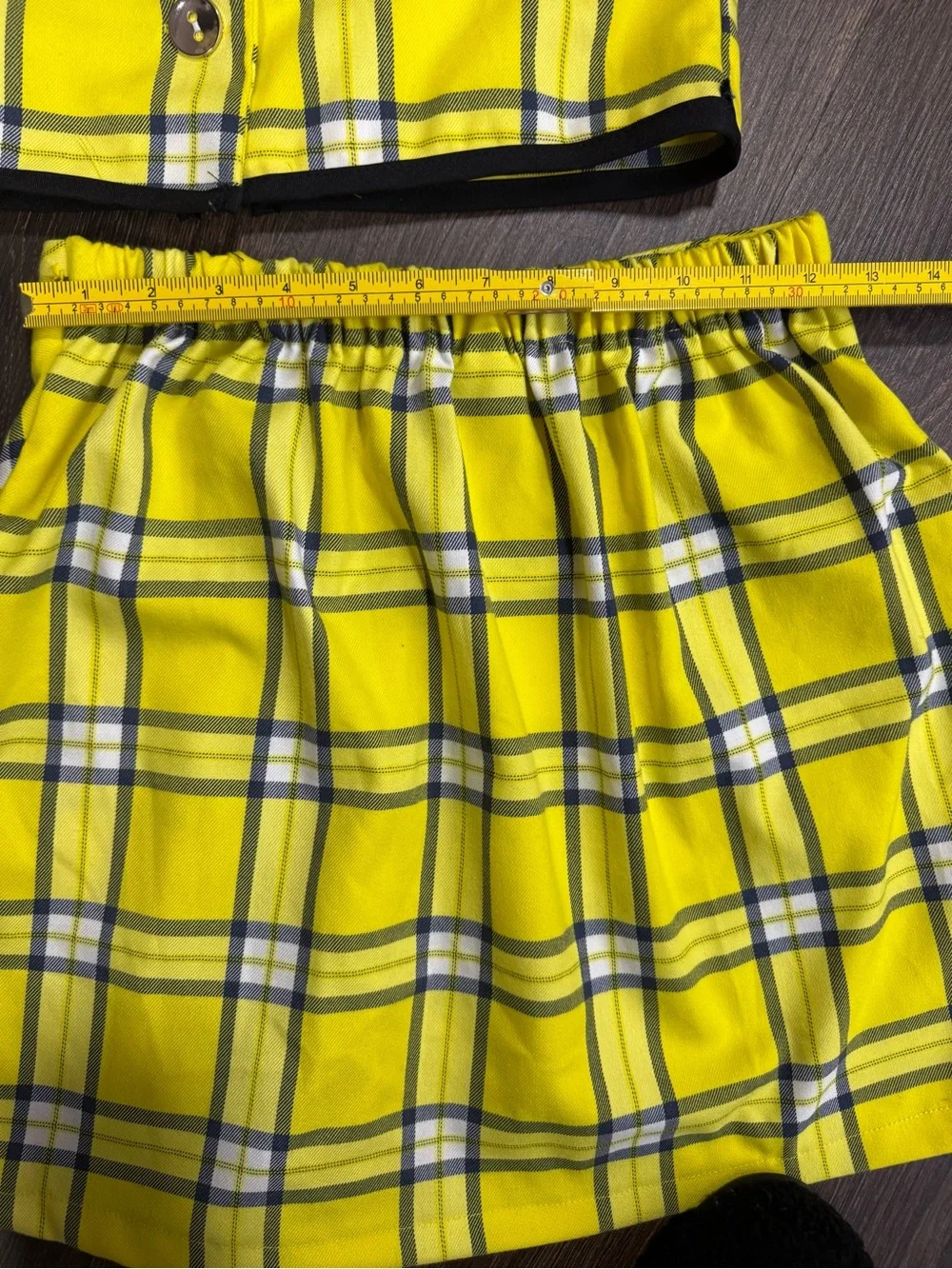 Clueless Cher Horowitz Girls L Yellow Plaid Blazer Skirt Set Costume Cosplay